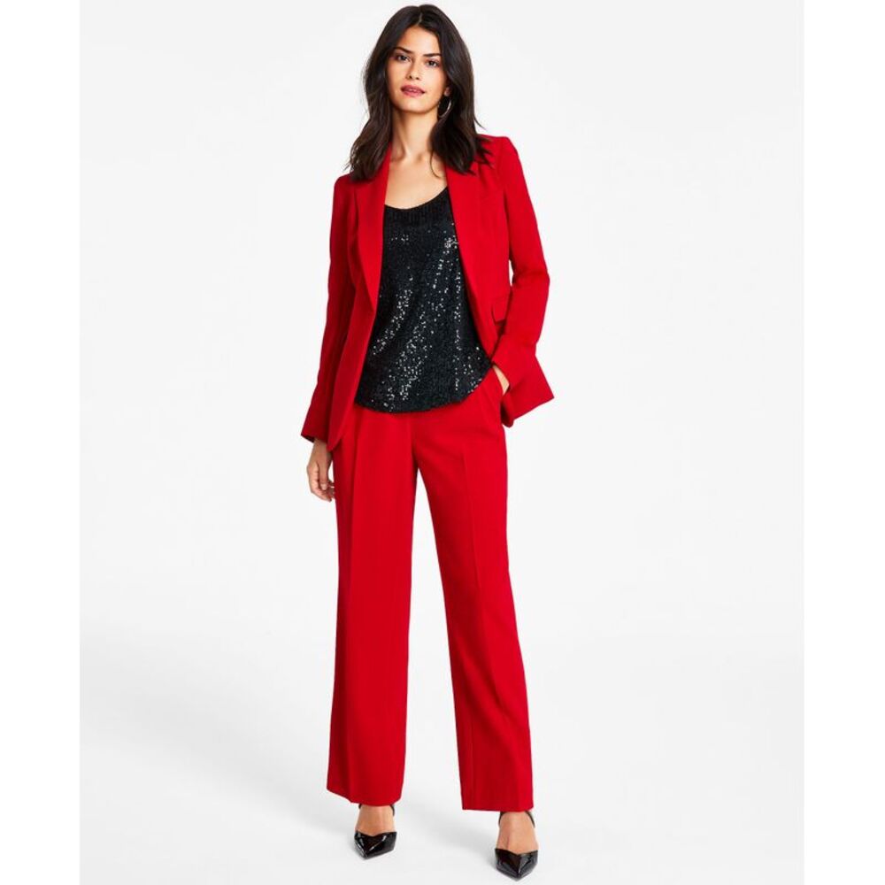 Bar III Women's High-Rise Crepe Wide-Leg Trouser Pants